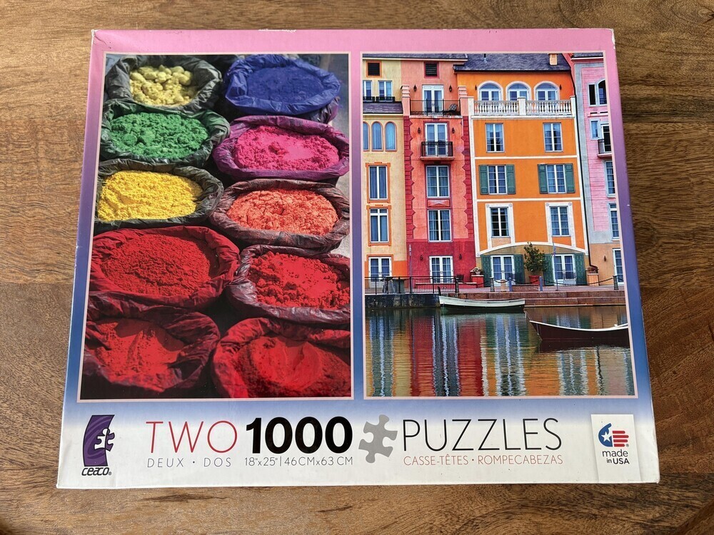 Ceaco Two 1000 Piece Puzzles Color Powders & Canal Houses USA Multi-Color 2013